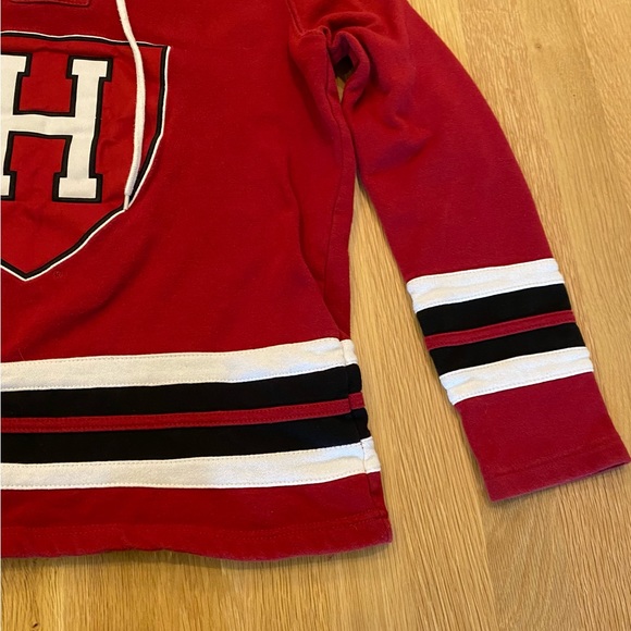 Harvard Youth Red Sweatshirt w Hood w Tie Closure Large Fabric H Shield Front/M - Picture 3 of 10